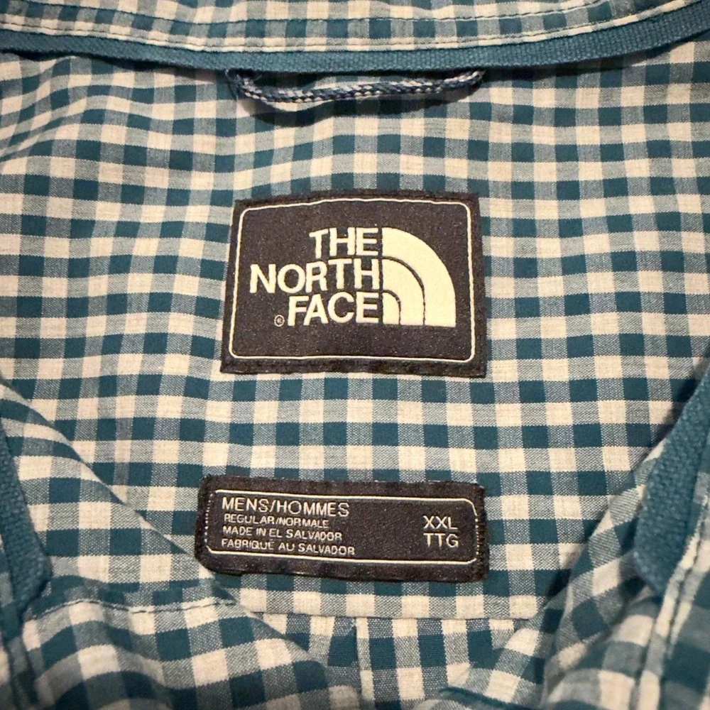 The North Face Button Down Shirt Gingham Blue White Short Sleeve XXL - Picture 2 of 5